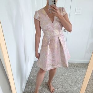 Vince Camuto Pink and Gold Brocade Dress
